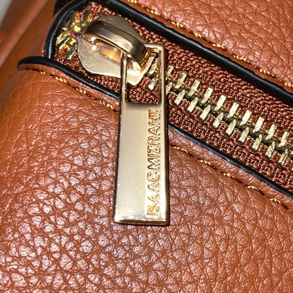 ISAAC MIZRAHI LIVE! Faux Pebble Leather Backpack in Cognac - Picture 11 of 12